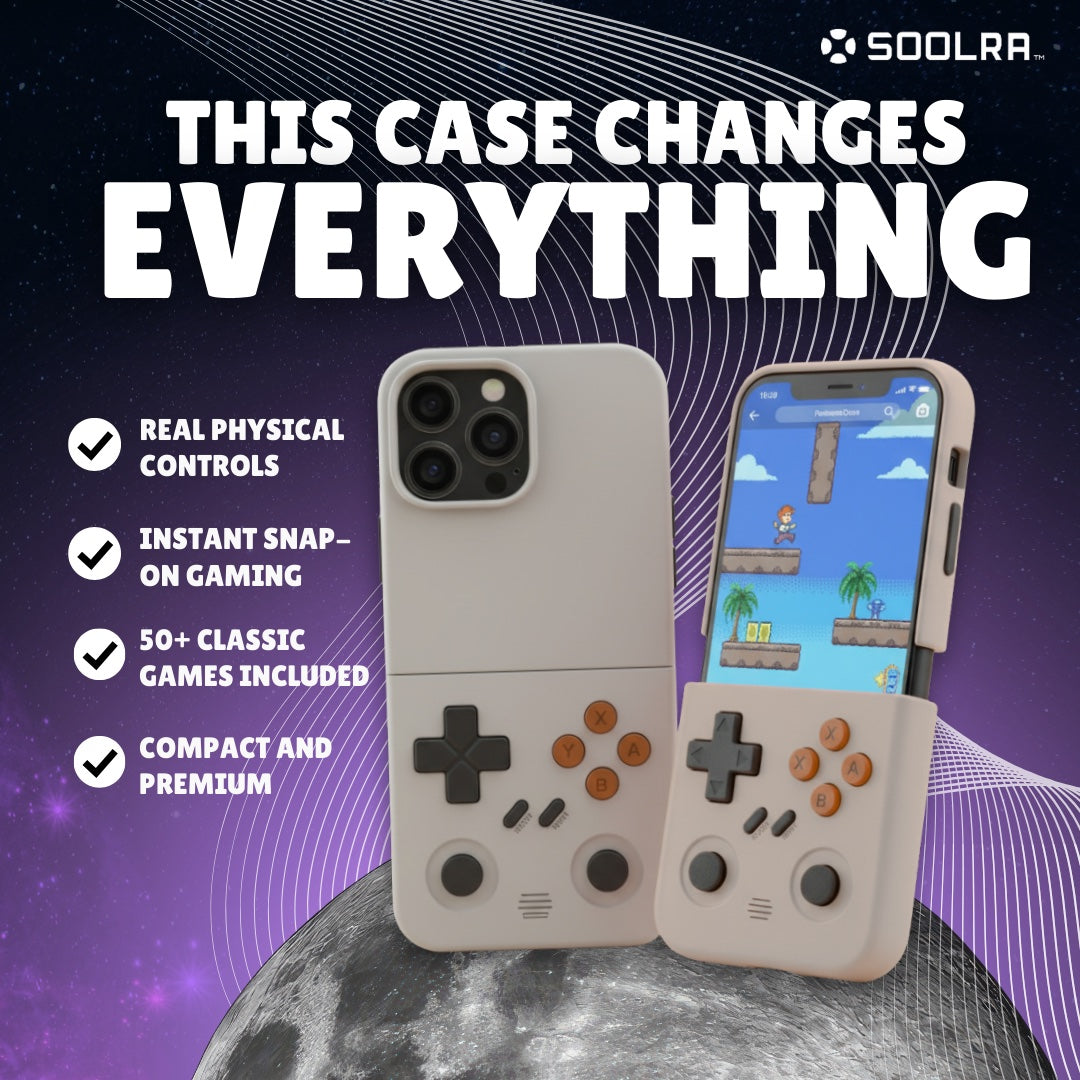 SOOLRA case shown in protective and controller modes